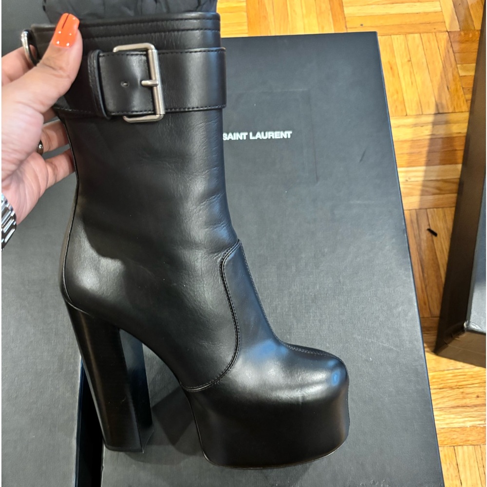 YSL Women's Cherry Platform High Heel Mid Calf Boots